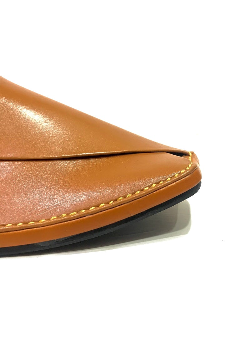 Pakhtun Chappal - Signature Leather Peshawari sandals Khaki Zardari sole - Image 1