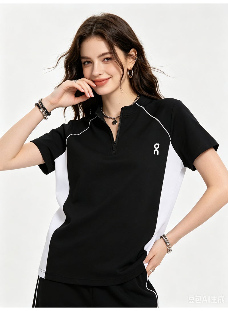 اون راننج On Running stand-up collar short-sleeved shirt, unisex. Suitable for outdoor sweatshirts, fitness and running. - Image 2