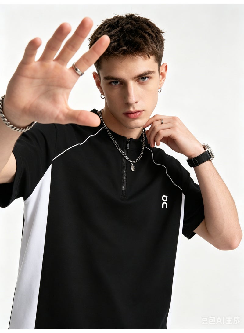 اون راننج On Running stand-up collar short-sleeved shirt, unisex. Suitable for outdoor sweatshirts, fitness and running. - Image 1