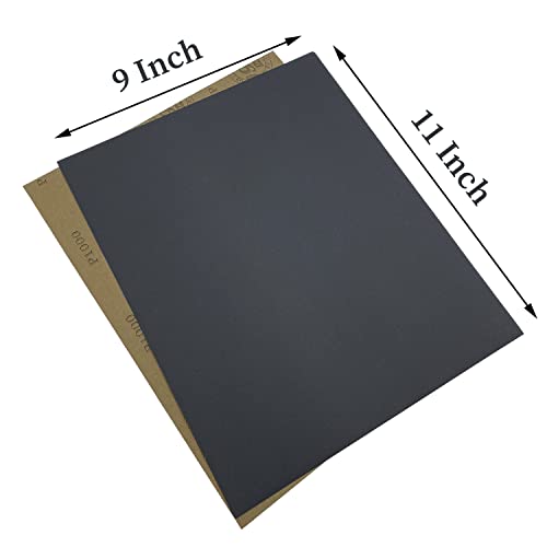 AutKerige 1000 Grit Wet Dry Sandpaper, 9 x 11 Inch Sanding Sheets, 15PCS Premium Silicon Carbide Sand Paper for Wood Metal Ceramic or Auto Polishing and Scratches Removing - Image 2