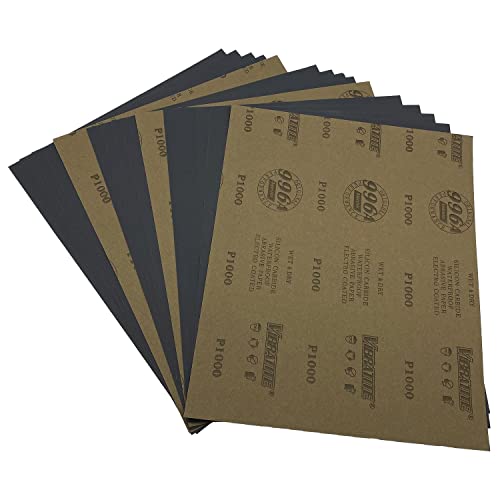 AutKerige 1000 Grit Wet Dry Sandpaper, 9 x 11 Inch Sanding Sheets, 15PCS Premium Silicon Carbide Sand Paper for Wood Metal Ceramic or Auto Polishing and Scratches Removing - Image 1