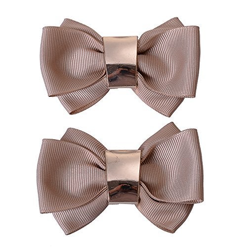 Douqu Women High Heel Fashion Bow Shoe Clips Decoration Jewelry Charms Pair (Dark Coffee) - Image 1
