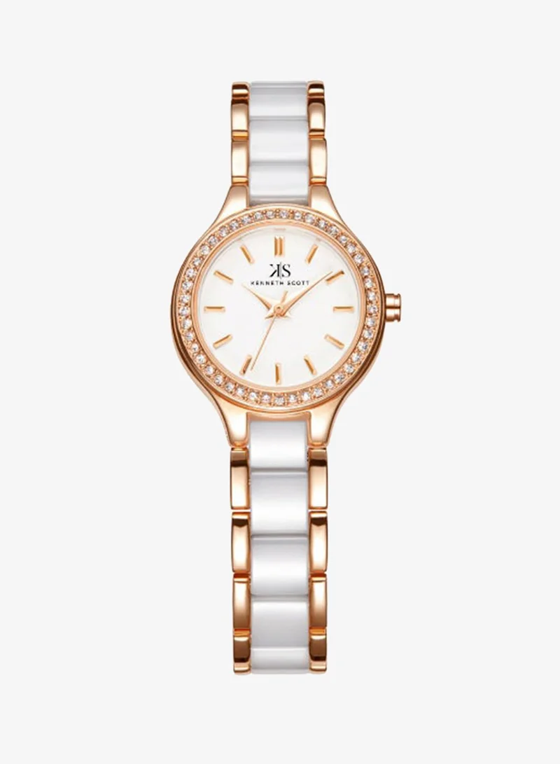 Kenneth Scott White Women's Alloy+ceramic Analog Watch K23509-KCWW - 26 mm for Women | Best Price UAE