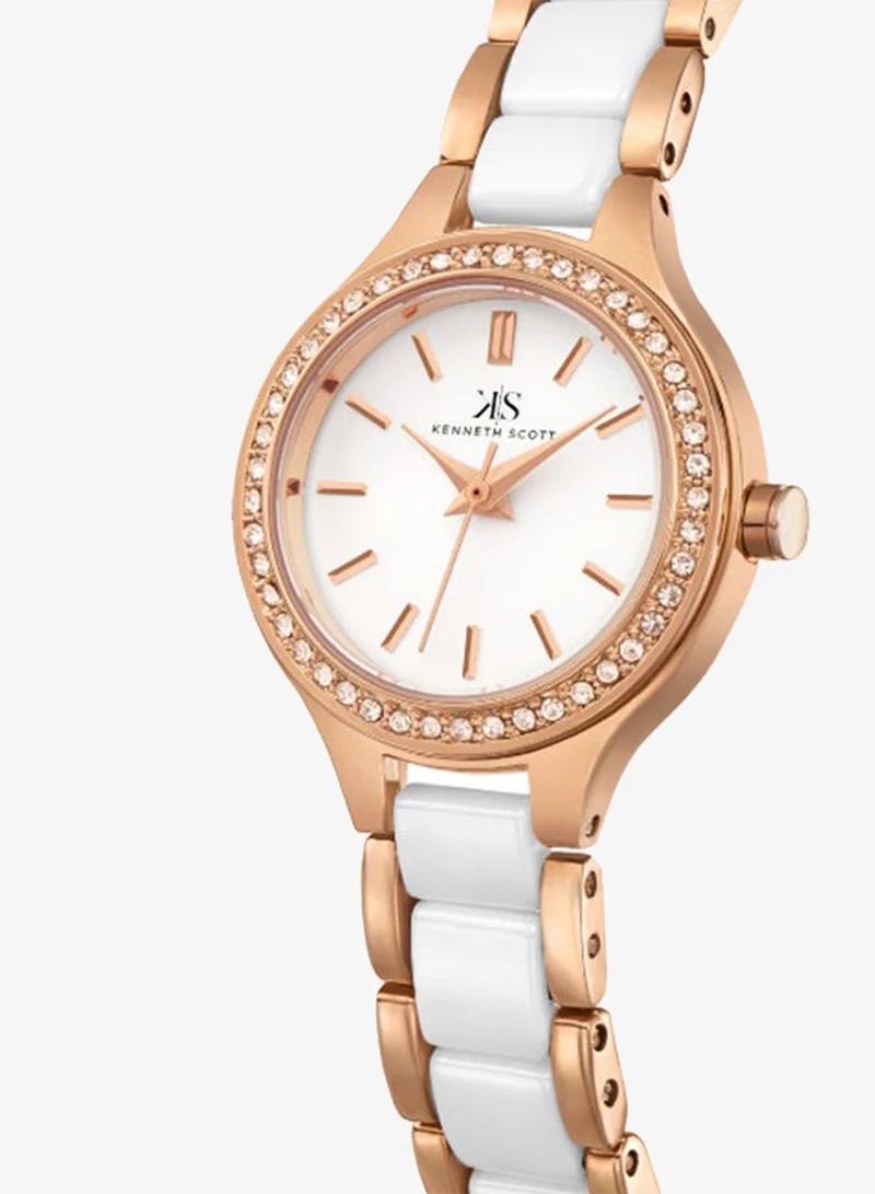 Kenneth Scott White Women's Alloy+ceramic Analog Watch K23509-KCWW - 26 mm for Women | Best Price UAE
