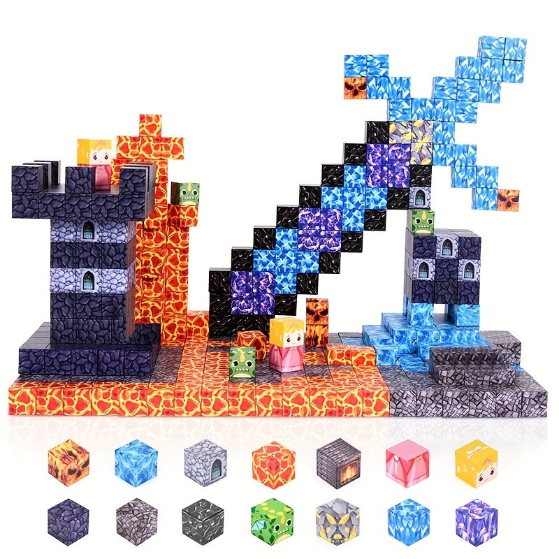 YAYENA 100pcs Magnetic Building Blocks Set - Creative Cube Architectural Magnets, ABS Plastic, Educational Construction Toys for Kids, Ideal Christmas & Halloween Gifts