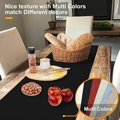 Rinpon Waterproof Wipeable Table Runner, Thick Farmhouse Table Runner, Dresser Runner, Rustic Table Runner for Kitchen Dining Room, Bedroom, Living Room, Indoor and Outdoor (72'',Black) - Image 3