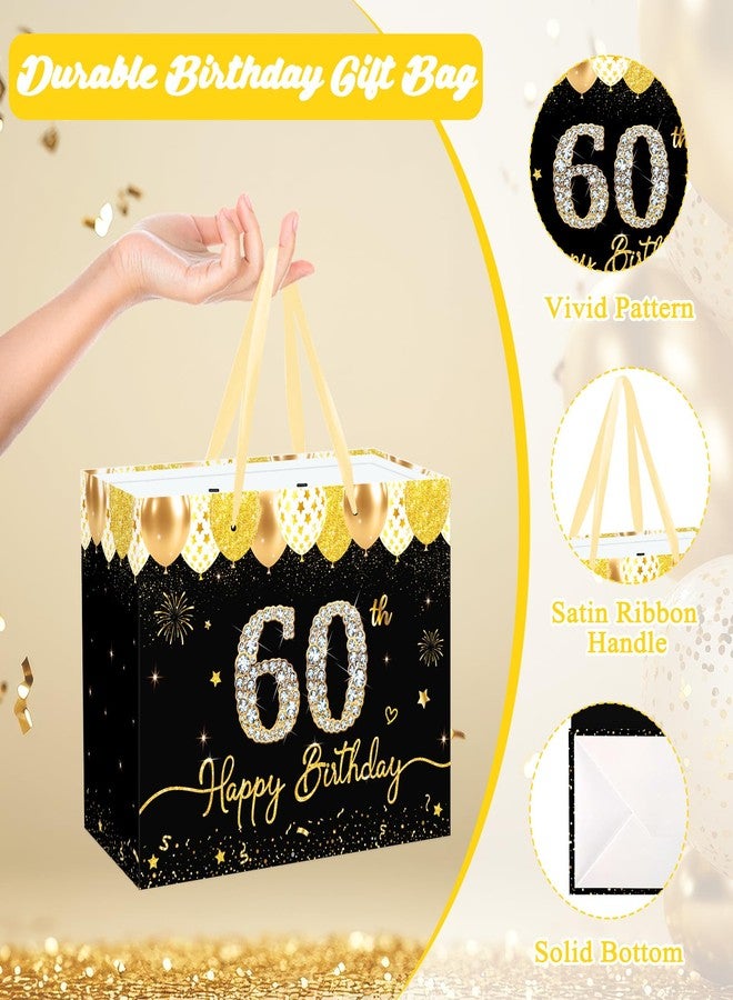WNINK 60th Black and Gold Birthday Gift Bag with Handles, Greeting Card and Tissue Paper, 13" Large Happy Birthday Gift Wrap Set for Men and Women Party Supplies - Image 4