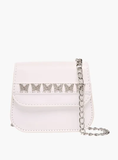 Flora Bella By Shoexpress Girls Butterfly Accent Crossbody Bag With Detachable Chain Strap And Flap Closure
