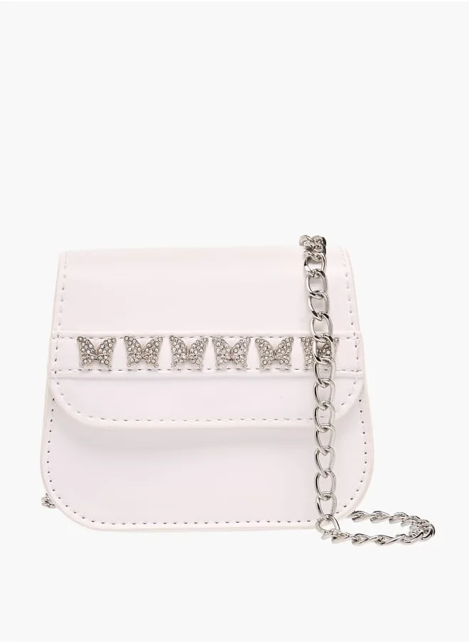 Flora Bella By Shoexpress Girls Butterfly Accent Crossbody Bag With Detachable Chain Strap And Flap Closure Ramadan Collection