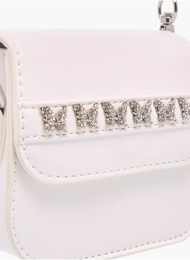 Flora Bella By Shoexpress Girls Butterfly Accent Crossbody Bag With Detachable Chain Strap And Flap Closure Ramadan Collection