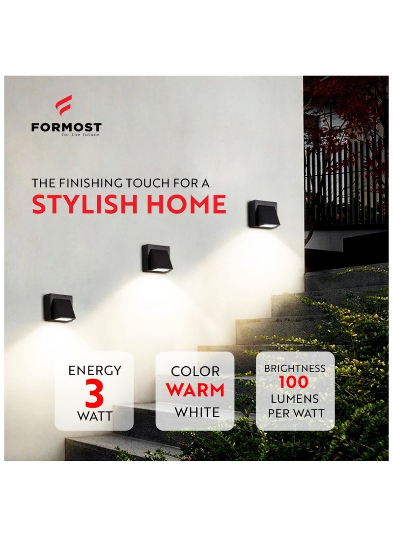 FORMOST FORMOST Half K Light LED Wall Light COB Outdoor 3W | Waterproof 1 Way Up or Down Light | Warm White | Pack of 4  - Image 2