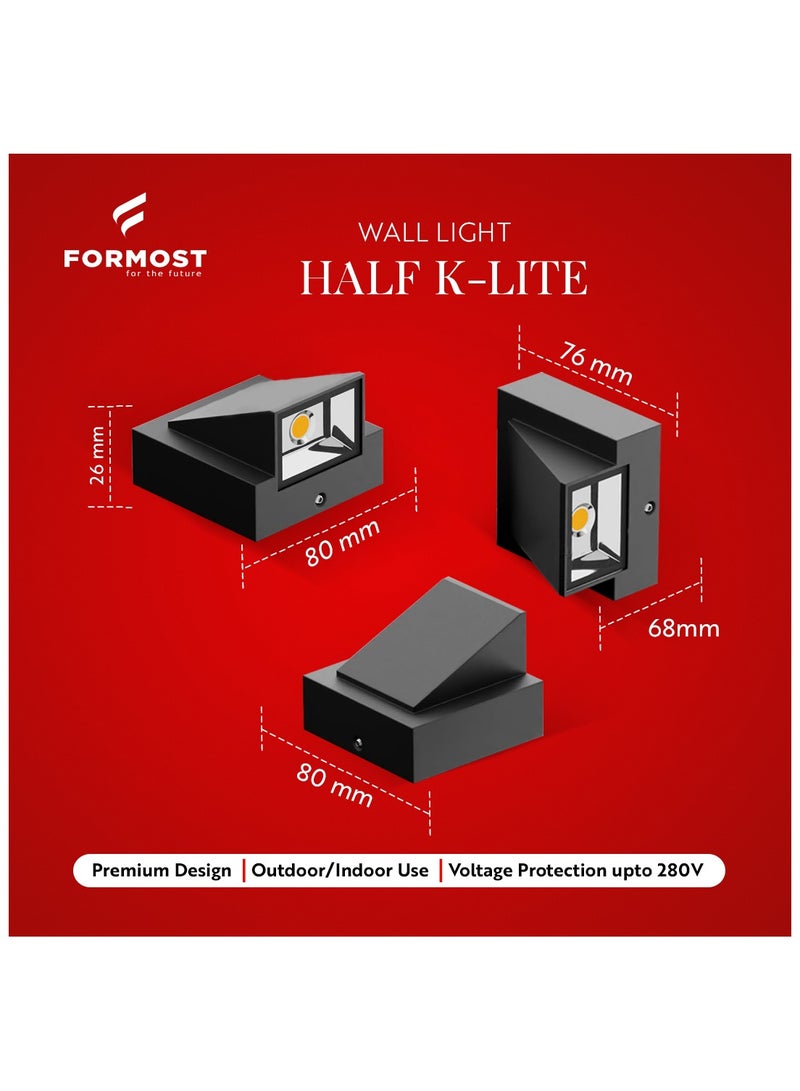 FORMOST FORMOST Half K Light LED Wall Light COB Outdoor 3W | Waterproof 1 Way Up or Down Light | Warm White | Pack of 4  - Image 4