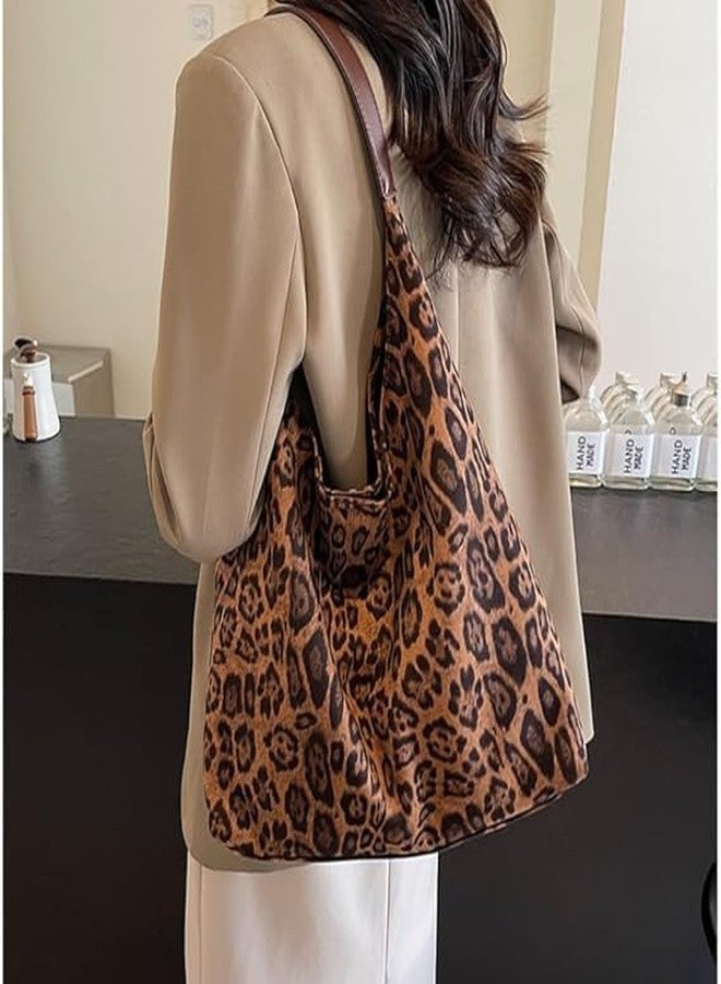 Vynoraxis Leopard Print Tote Bag with Leopard Purse | Large Capacity Durable Faux Suede Shoulder Bag for Women, Travel, Shopping & Daily Use - Image 3