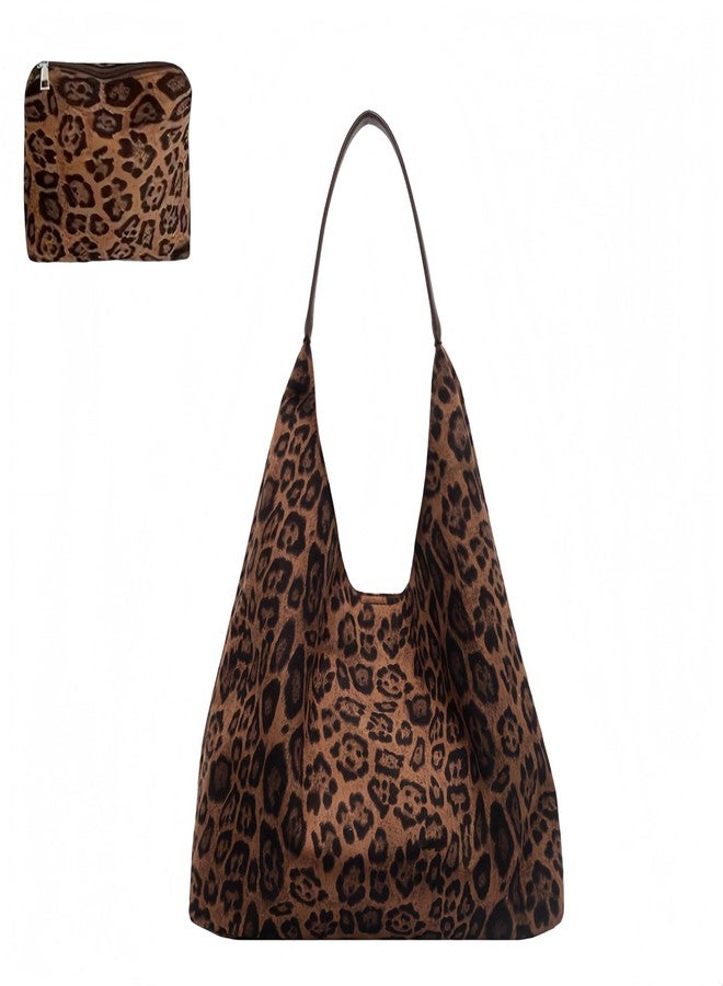 Vynoraxis Leopard Print Tote Bag with Leopard Purse | Large Capacity Durable Faux Suede Shoulder Bag for Women, Travel, Shopping & Daily Use - Image 1