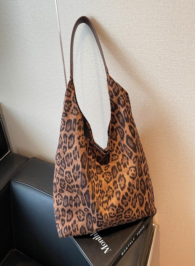 Vynoraxis Leopard Print Tote Bag with Leopard Purse | Large Capacity Durable Faux Suede Shoulder Bag for Women, Travel, Shopping & Daily Use - Image 5