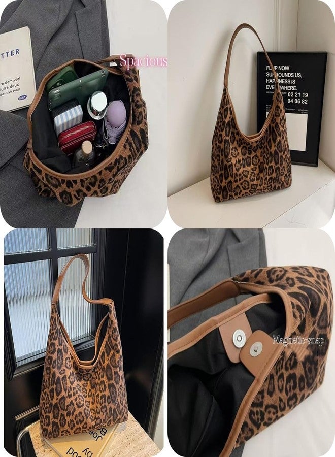 Vynoraxis Leopard Print Tote Bag with Leopard Purse | Large Capacity Durable Faux Suede Shoulder Bag for Women, Travel, Shopping & Daily Use - Image 4