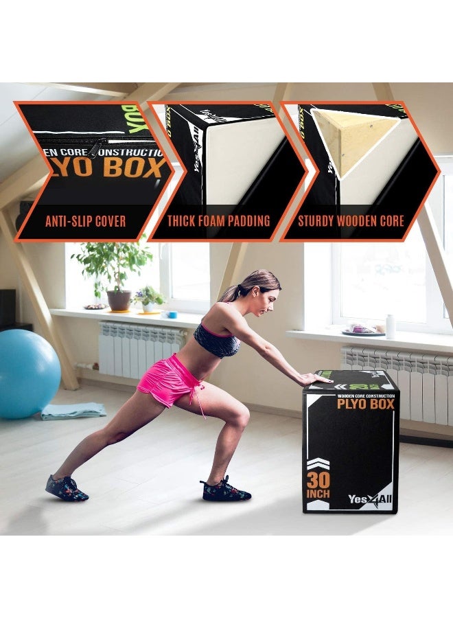 Yes4All Yes4All 3-in-1 Soft Plyo Box Wooden Core, Non-Slip Multi-Use Plyometric Jump Box for Jumping, Conditioning, Strength Training - Image 4