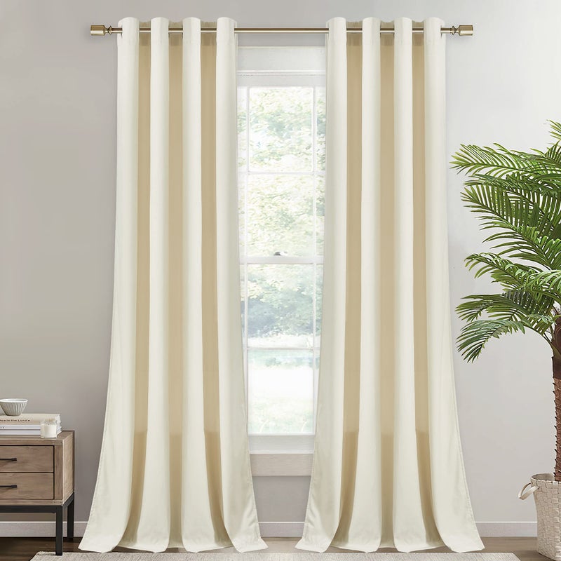 StangH StangH Ivory White Velvet Curtains for Bedroom  Luxury Decor Soft Texture Kids Curtains Grommet Light Blocking Thermal Insulated Panel Drapes for Living RoomDining Ivory W52 x L96 2 Panels 