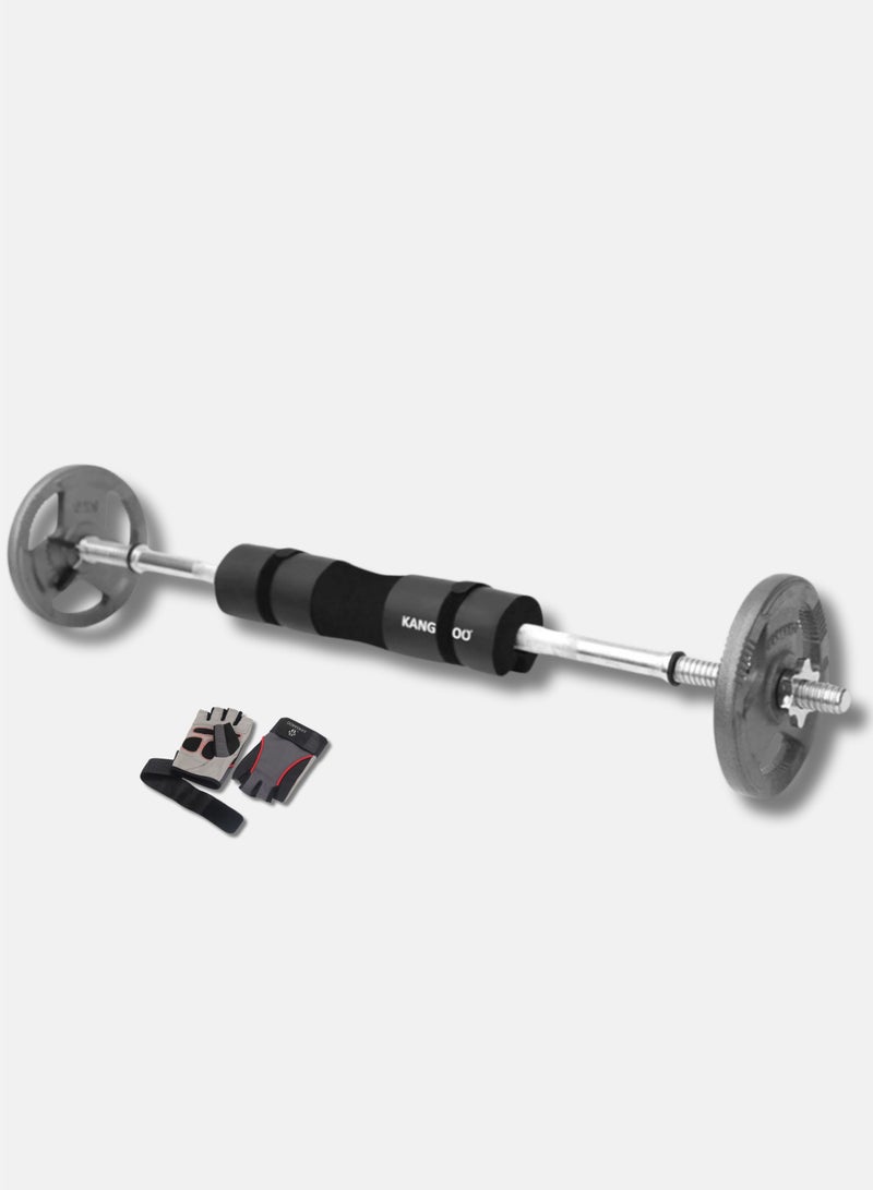 KANGAROO Dumbbell Set 17 Kilo Kangaroo with Sponge Bar and Upright Bar - Image 1