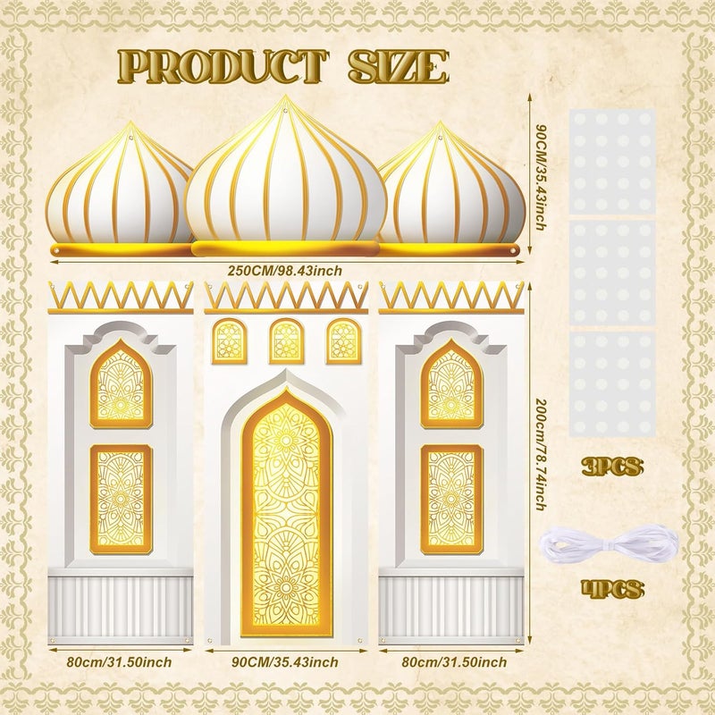 Marsui 4 Pcs Eid Mubarak Banners Ramadan Mubarak Door Decoration Eid Hanging Muslim Porch Sign Ramadan Decorations for Home Gold Banner for Backdrop Party Wall Door Outdoor Outside Photo Props - Image 2