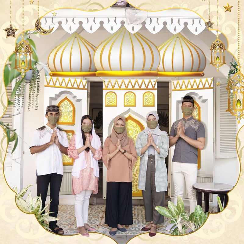 Marsui 4 Pcs Eid Mubarak Banners Ramadan Mubarak Door Decoration Eid Hanging Muslim Porch Sign Ramadan Decorations for Home Gold Banner for Backdrop Party Wall Door Outdoor Outside Photo Props - Image 5