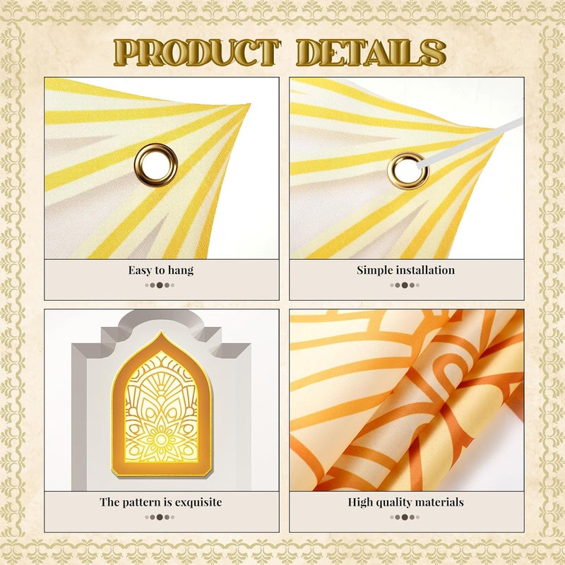 Marsui 4 Pcs Eid Mubarak Banners Ramadan Mubarak Door Decoration Eid Hanging Muslim Porch Sign Ramadan Decorations for Home Gold Banner for Backdrop Party Wall Door Outdoor Outside Photo Props - Image 3