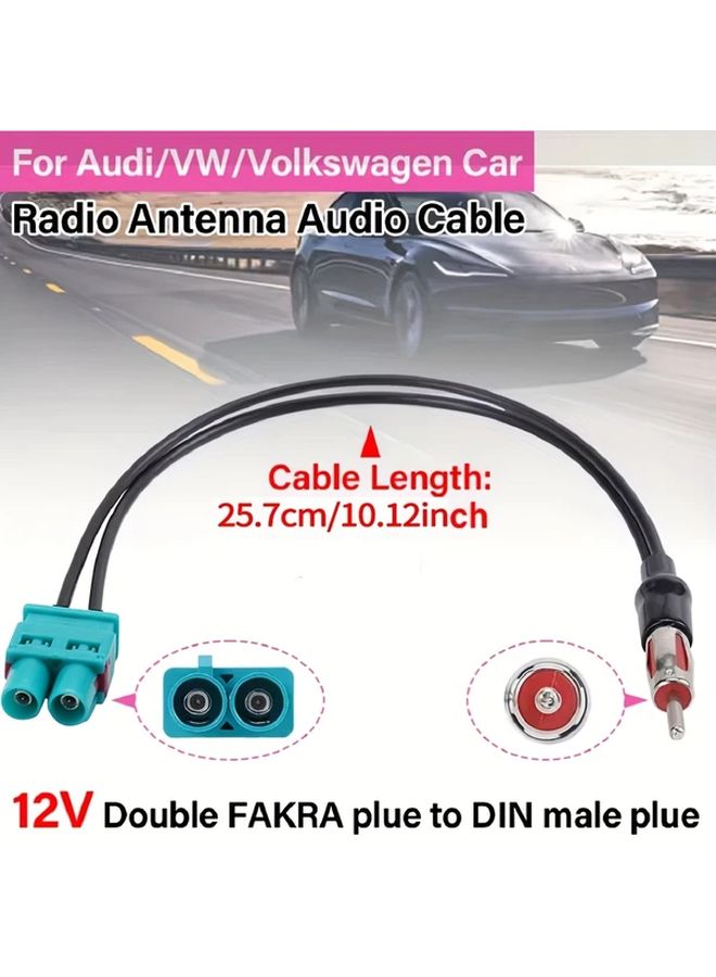 1pc Car Radio Antenna Adapter Dual Male Fakra To Din Male For Audi Volkswagen Without Battery Dab+ Cb - Image 3