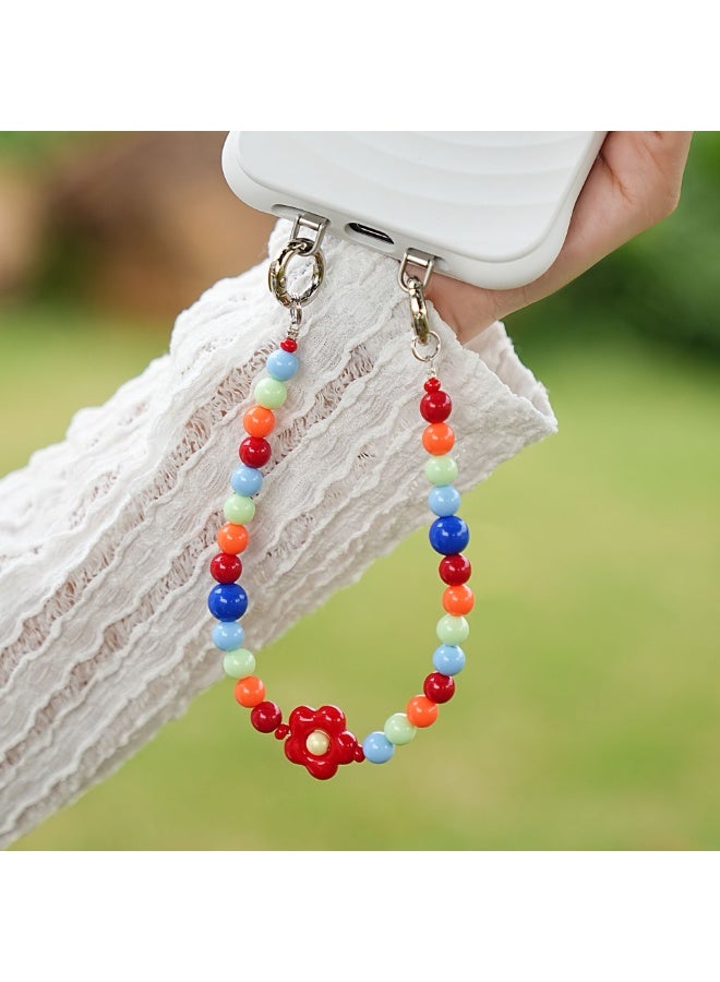 NIBEMINENT Beaded Phone Lanyard, Anti Lost Removable Wrist Strap, Crystal Bracelet Pendant, Phone Keychain Lanyard