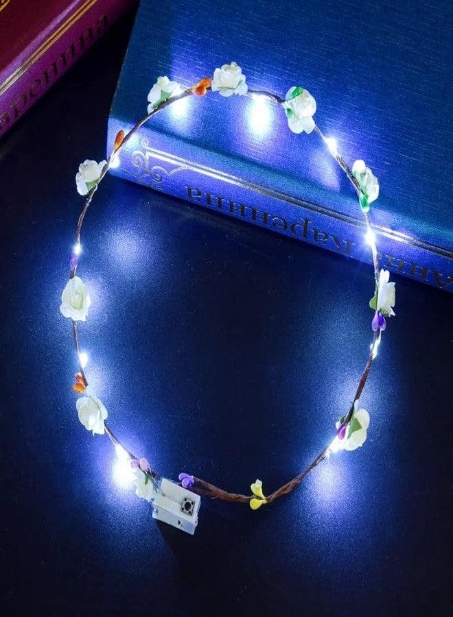 طوق رأس مضيء بتقنية LED من LEEMASING، مناسب للفتيات والسيدات، لحفلات الزفاف والمهرجانات وحفلات الكريسماس ورأس السنة الجديدة (أبيض) - Image 2