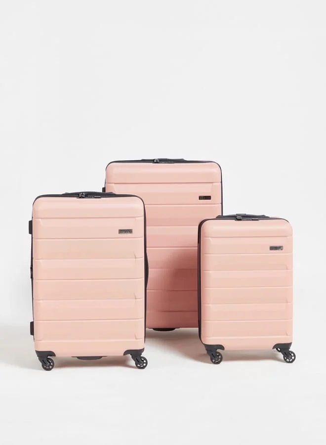 Wave Textured Hardcase Luggage Trolley Bag with Retractable Handle - Set of 3