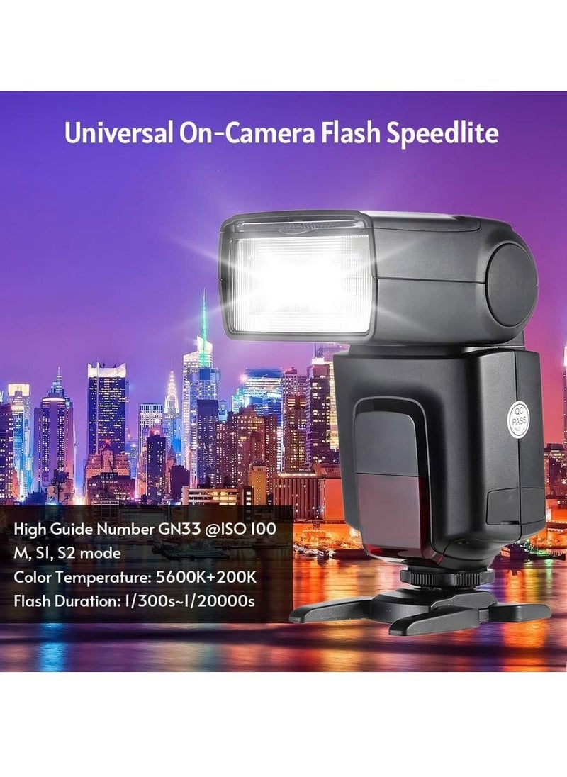 Y&D - TT520ⅡUniversal On-Camera Flash Electronic Speedlite + AT-16 2.4G Wireless Trigger Transmitter Guide Number 33 S1 S2 Modes Replacement for Canon Nikon Pentax - Image 1