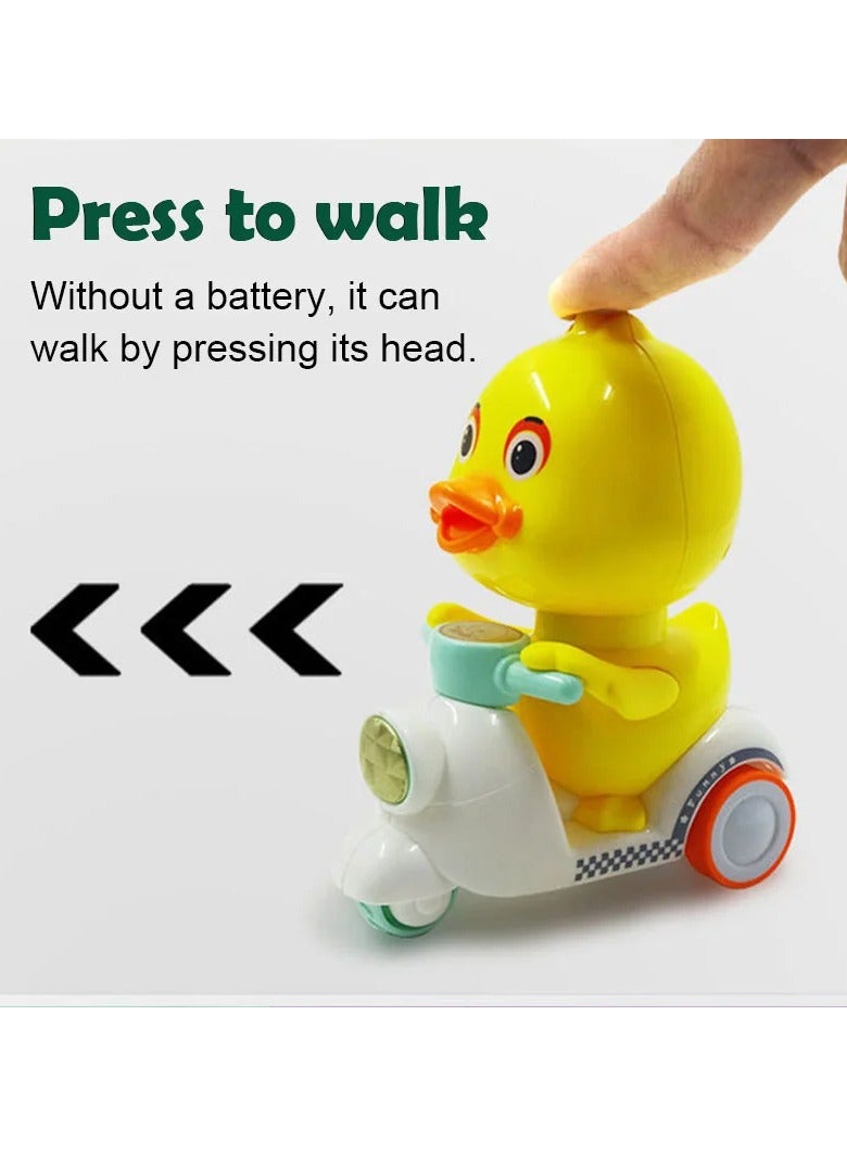 MAGIC VAULT لعبة دراجات بخارية على شكل بطة صفراء مع رأس دوار 360 درجة، لعبة حيوانات كرتونية، هدايا حفلات للأطفال، مجموعة من 3 قطع للأولاد والبنات - Image 2