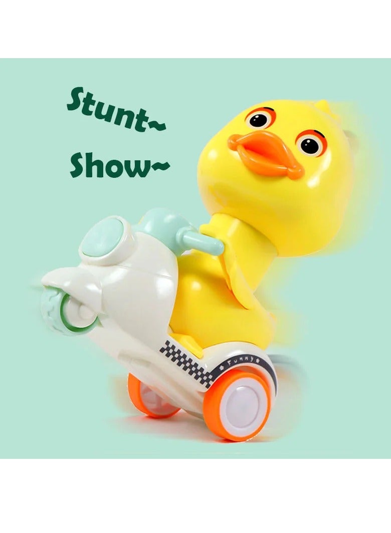 MAGIC VAULT لعبة دراجات بخارية على شكل بطة صفراء مع رأس دوار 360 درجة، لعبة حيوانات كرتونية، هدايا حفلات للأطفال، مجموعة من 3 قطع للأولاد والبنات - Image 5
