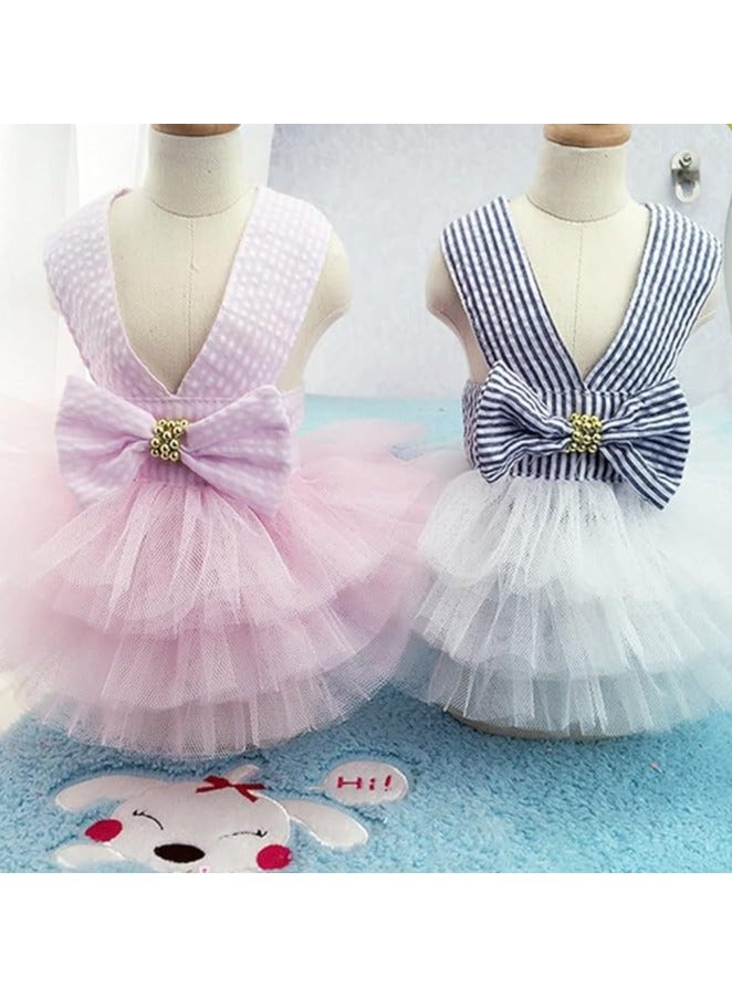Green Tiger Dog Dresses, Fashion Pet Dog Clothes, Striped Mesh Puppy Dog Princess Dresses (Pink, X-Small) - Image 2