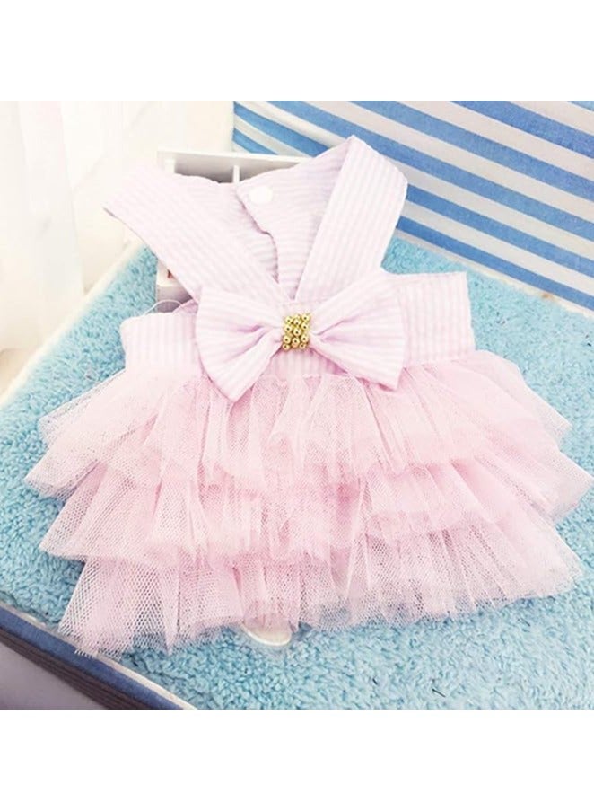 Green Tiger Dog Dresses, Fashion Pet Dog Clothes, Striped Mesh Puppy Dog Princess Dresses (Pink, X-Small) - Image 5