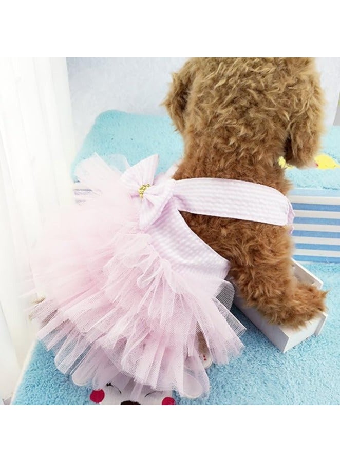 Green Tiger Dog Dresses, Fashion Pet Dog Clothes, Striped Mesh Puppy Dog Princess Dresses (Pink, X-Small) - Image 4