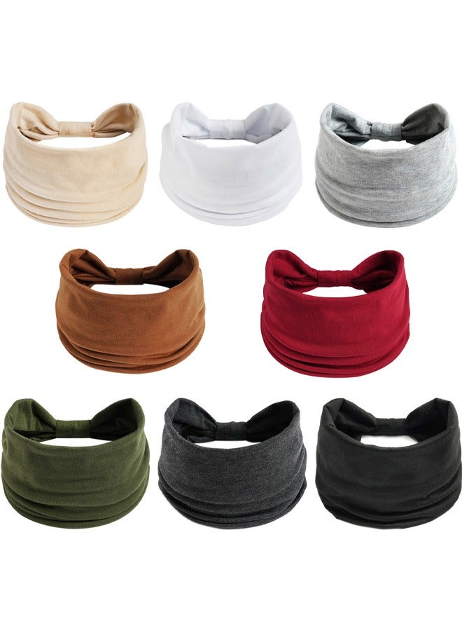 HAWAWA Wide Headbands for Women 8 Pack Non Slip Stylish Head Bands Boho Thick Large Headwraps for Wigs Cute Hair Bands Stretchy Fashion Summer Hair Accessories Color Assorted  - Image 1