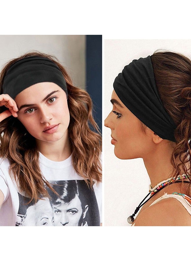 HAWAWA Wide Headbands for Women 8 Pack Non Slip Stylish Head Bands Boho Thick Large Headwraps for Wigs Cute Hair Bands Stretchy Fashion Summer Hair Accessories Color Assorted  - Image 4