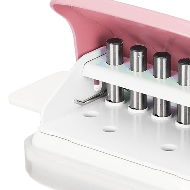 Manual Cinch Book Binding Machine High Accuracy 6 Holes Mini Tool for Home Office Alloy Steel AB Suitable /B5/A5 Flipchart Inner Pages Punching (Pink) - Image 2