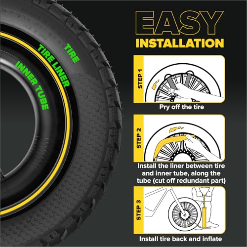 Ultraverse Fat Tire Liners Tube Protection Against Flats, 20, 24 and 26 inch x 4.0 tire Size, Durable Extruded Plastic Shield for Puncture Free Bike Rides – 2 Pack - Image 4