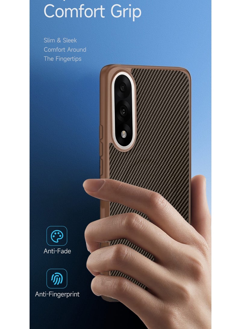 دبليو تيك غطاء خلفي واقٍ من السيليكون الناعم وألياف الكربون مع دعم Magsafe لهاتف OnePlus Nord 5 5G 2025 - بني (MCFPSN) - Image 2