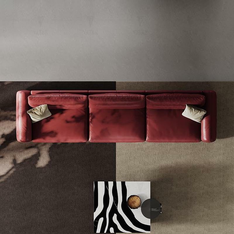 Comfynest Red Faux Leather Sofa - Modern Design, Loose Back, Space-Saving, Durable Build, Comfortable Seating for Three - Image 4