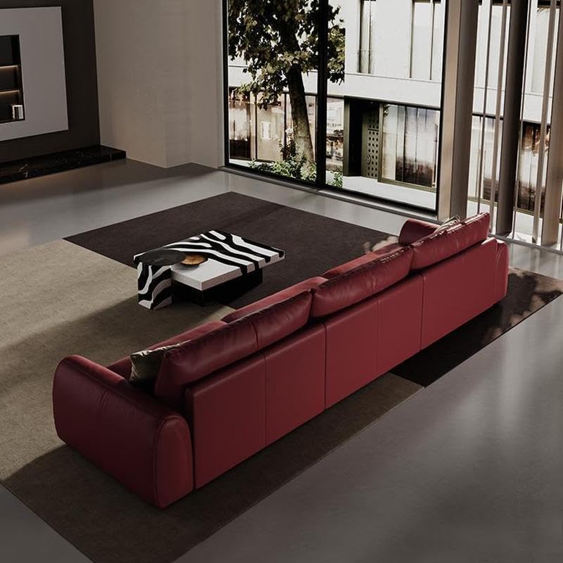 Comfynest Red Faux Leather Sofa - Modern Design, Loose Back, Space-Saving, Durable Build, Comfortable Seating for Three - Image 1