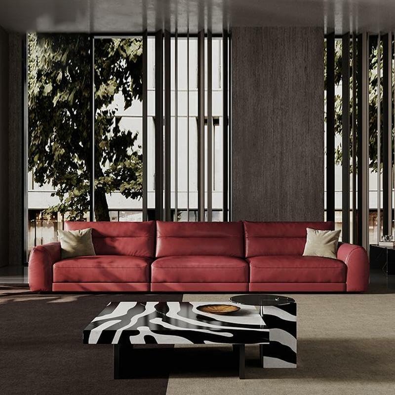 Comfynest Red Faux Leather Sofa - Modern Design, Loose Back, Space-Saving, Durable Build, Comfortable Seating for Three - Image 2