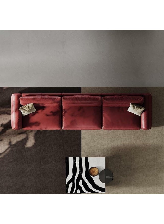 Comfynest Red Faux Leather Sofa - Modern Design, Loose Back, Space-Saving, Durable Build, Comfortable Seating for Three - Image 3