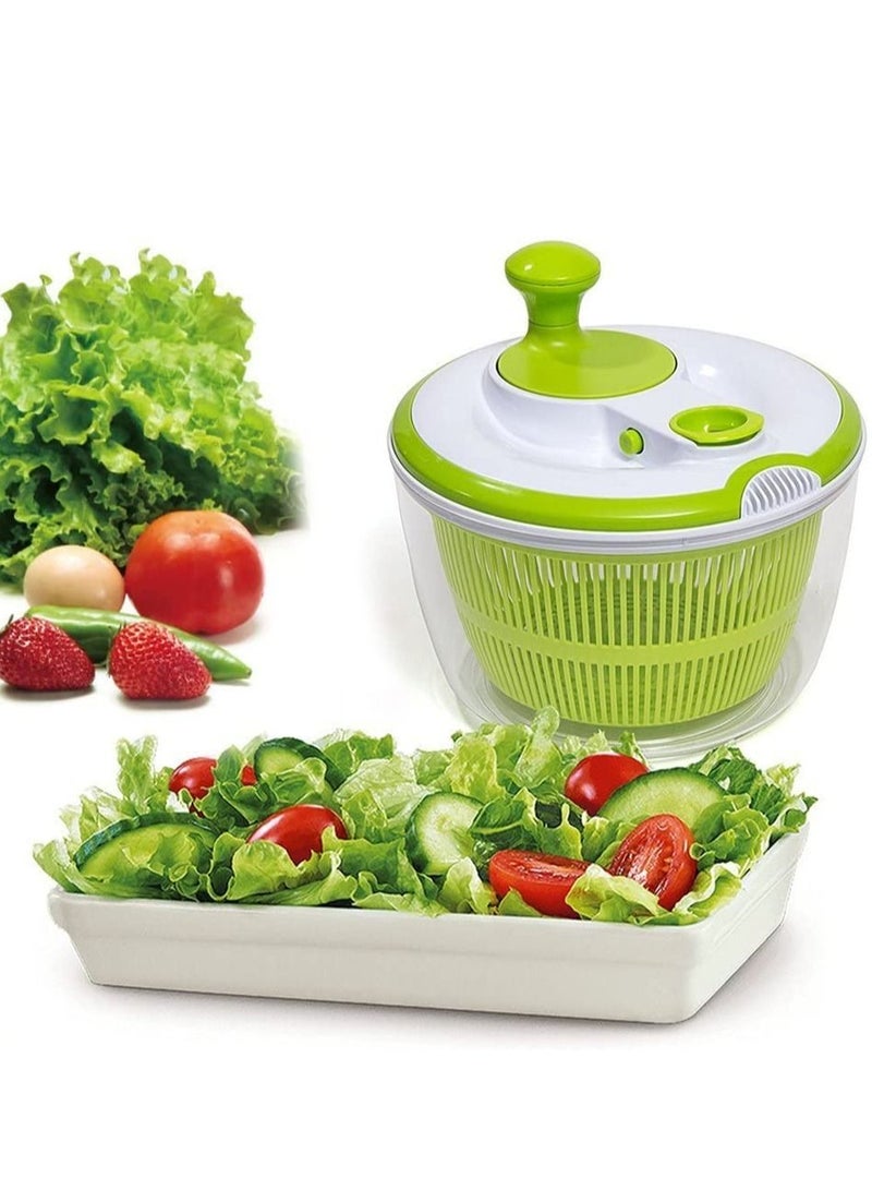 Salad Spinner And Keeper Vegetable Washer Dryer With Large Salad Bowl And Plastic Colander Green 5Liters - Image 3