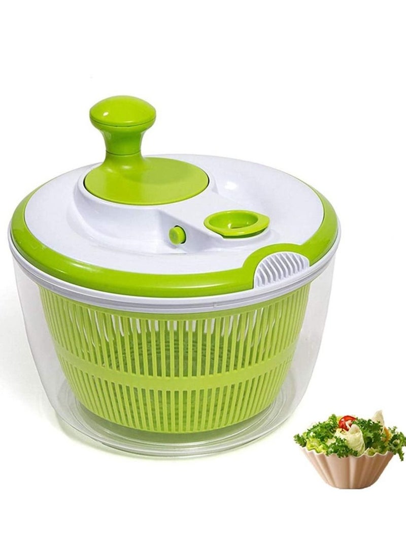 Salad Spinner And Keeper Vegetable Washer Dryer With Large Salad Bowl And Plastic Colander Green 5Liters - Image 1