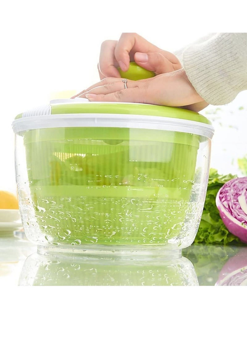 Salad Spinner And Keeper Vegetable Washer Dryer With Large Salad Bowl And Plastic Colander Green 5Liters - Image 4