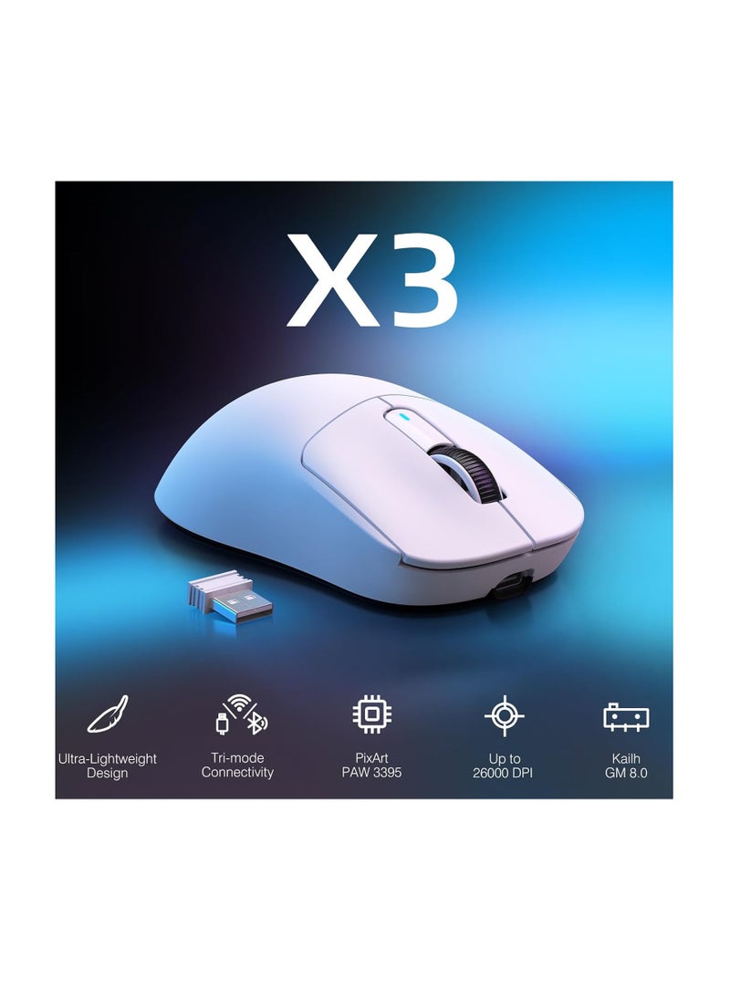 Attack Shark ATTACK SHARK X3 Wireless Gaming Mouse 49g Ergonomic Computer Mouse Triple Modes PAW3395 26K DPI Optical Sensor  - Image 2