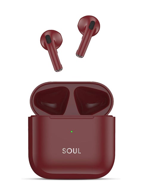 Xcell Soul11 True Wireless Earbuds with Lightning Charging | Clear Sound Deep Bass, Auto-Connectivity | 5Hr Talk/Playtime + 100Hr Standby | iOS/Android Compatible Splash-Proof TWS – Maroon
